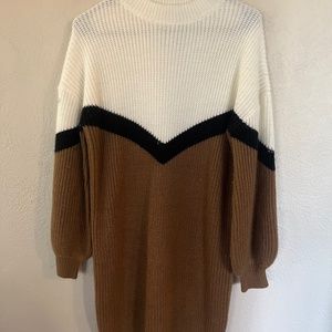 ColorBlock Oversized Sweater Dress
